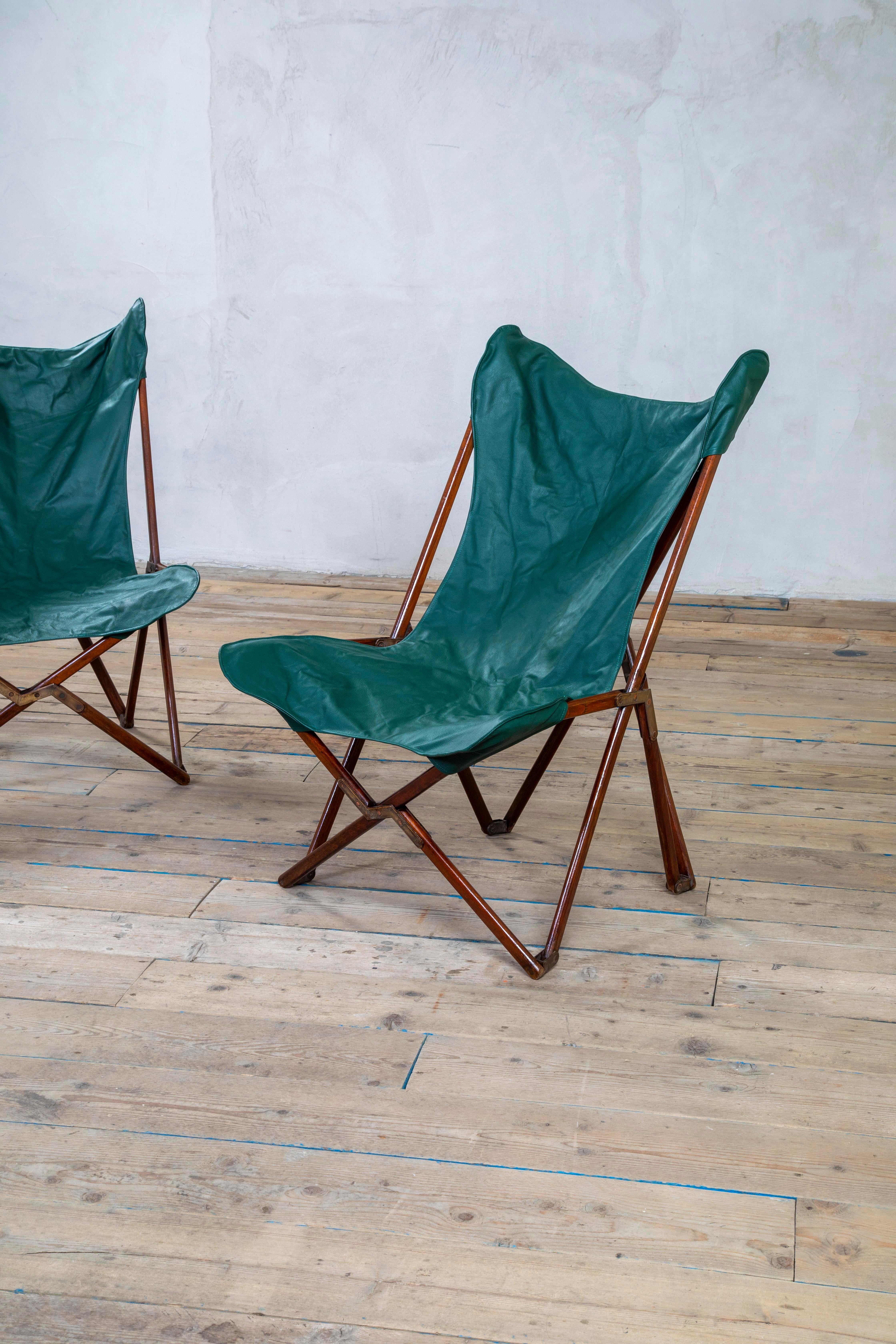 20th Century, Gavina Studio Pair of Leather Chairs mod. Tripolina For Sale 2