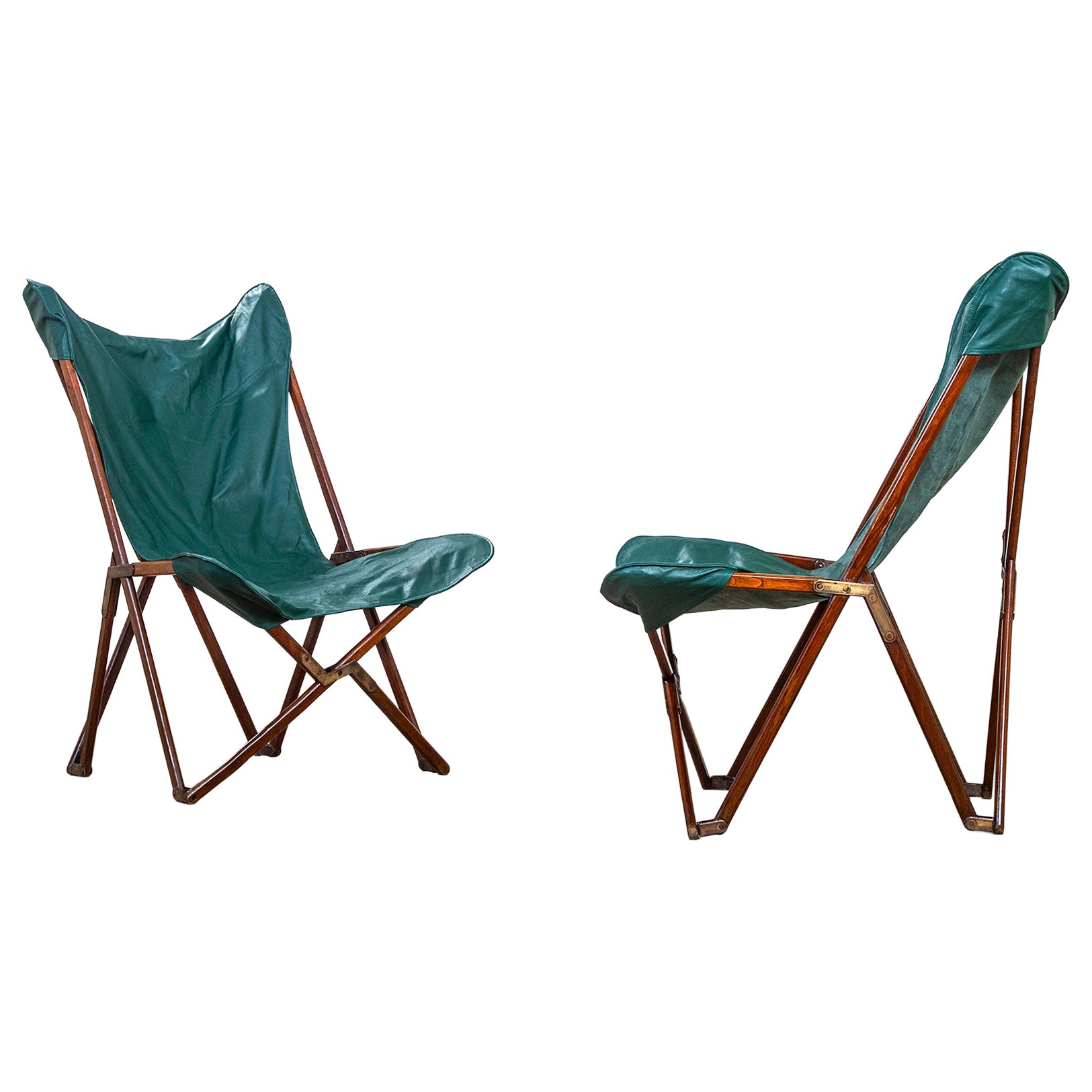 20th Century, Gavina Studio Pair of Leather Chairs mod. Tripolina For Sale