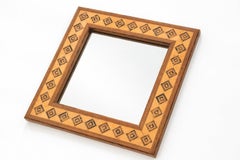 20th Century Rectangular Brown Wood Marquetry Mirror by Pio Zanotti, Vintage