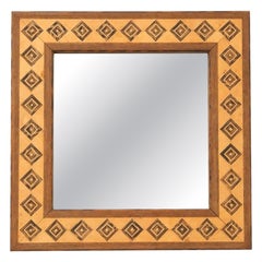 20th Century Rectangular Brown Wood Marquetry Mirror by Pio Zanotti, Vintage
