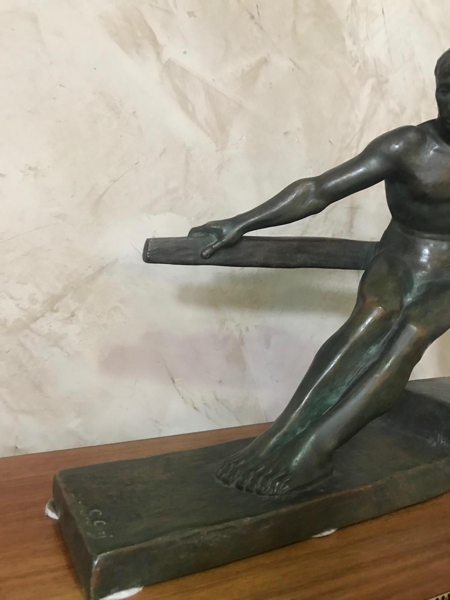 20th Century George Gori Art Deco Bronze Sculpture, 1930s In Good Condition In LEGNY, FR