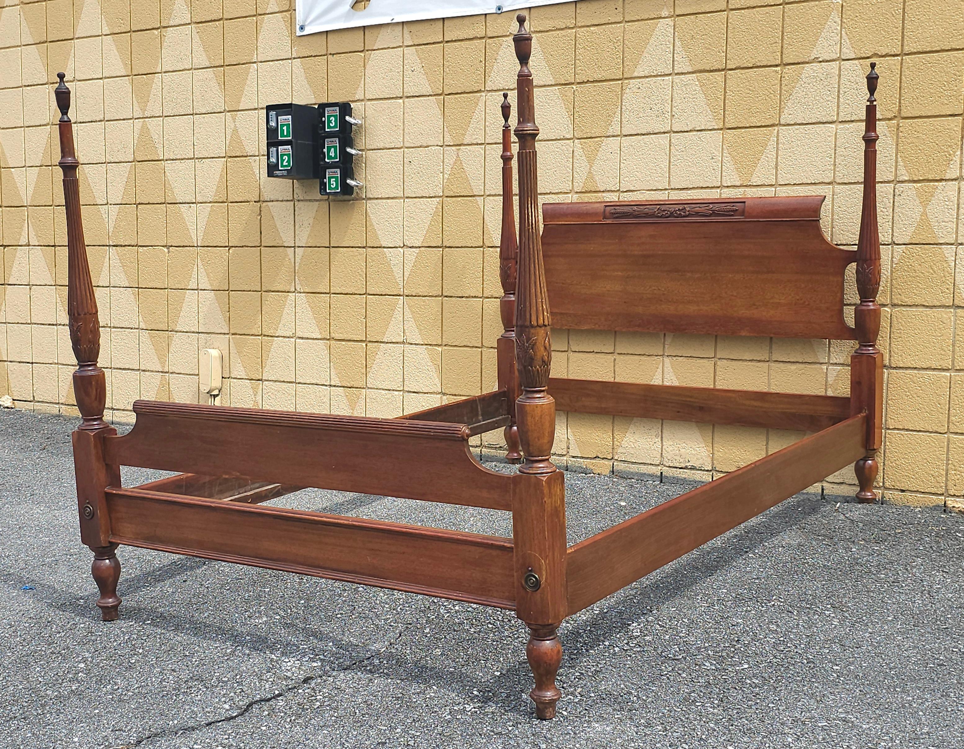 Other 20th Century George III Style Carved Mahogany Semi-Poster Full Size Bed For Sale