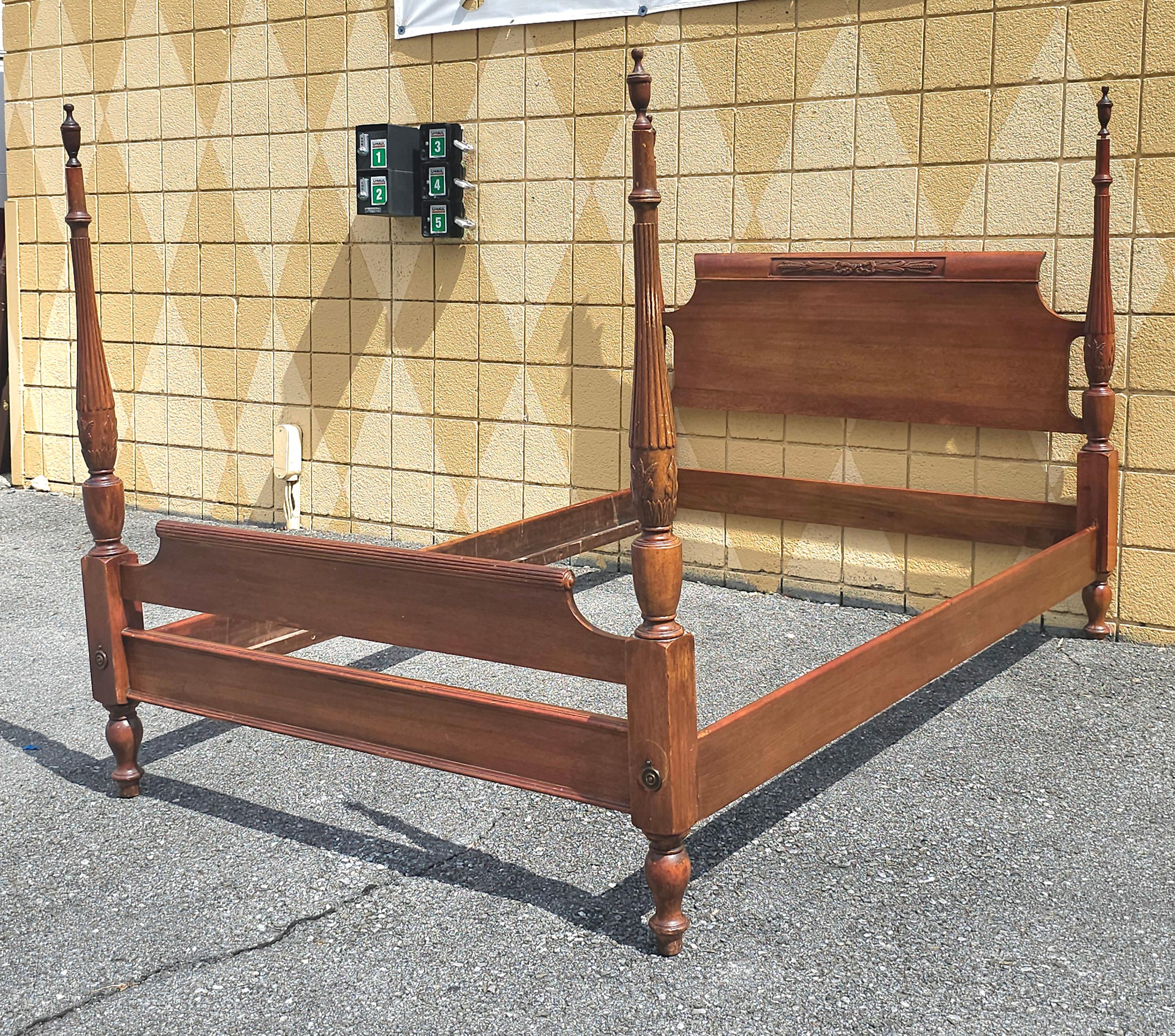 20th Century George III Style Carved Mahogany Semi-Poster Full Size Bed For Sale 2
