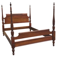 20th Century George III Style Carved Mahogany Semi-Poster Full Size Bed
