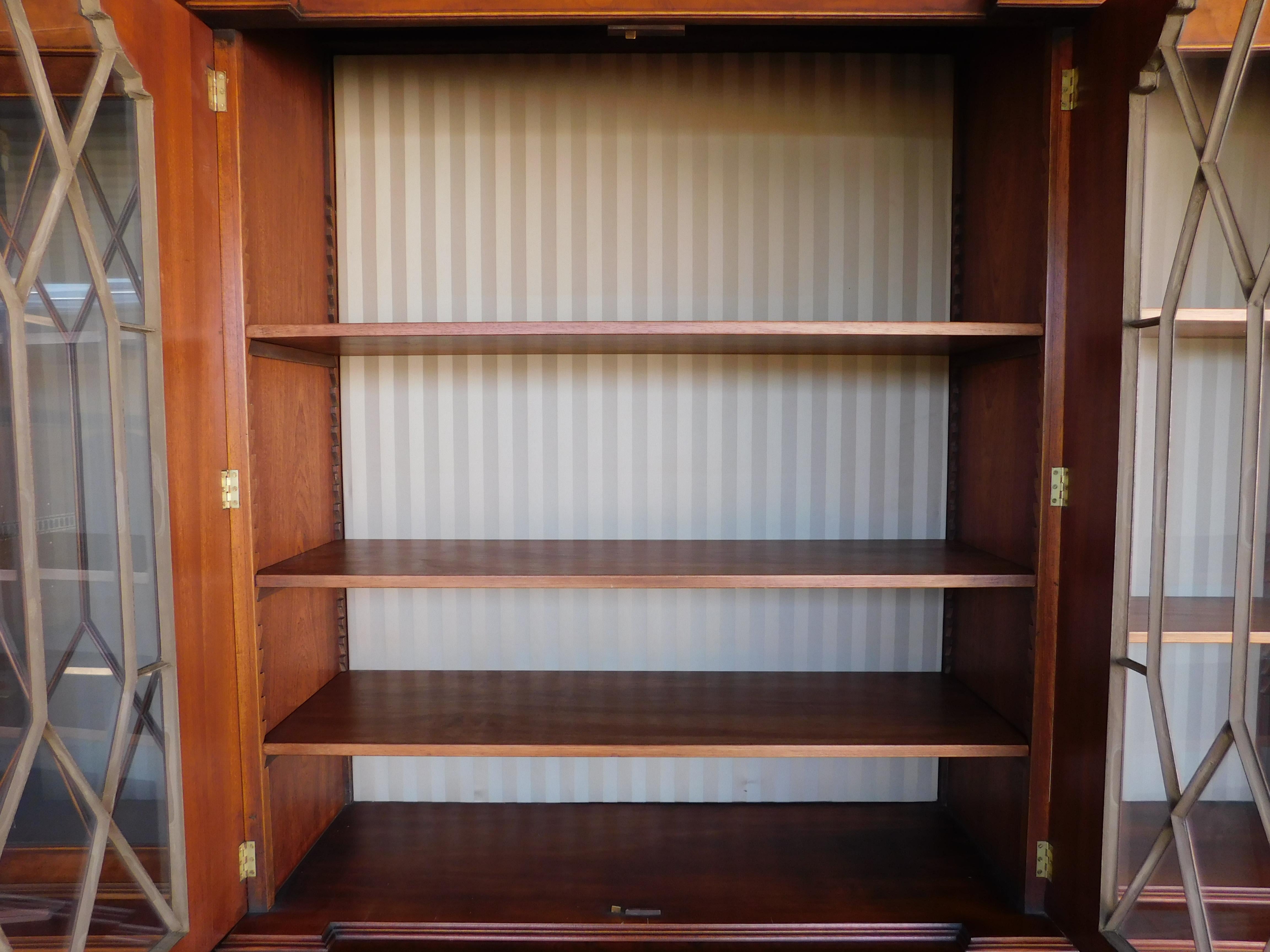20th Century George III Style Mahogany Library Breakfront Bookcase For Sale 12