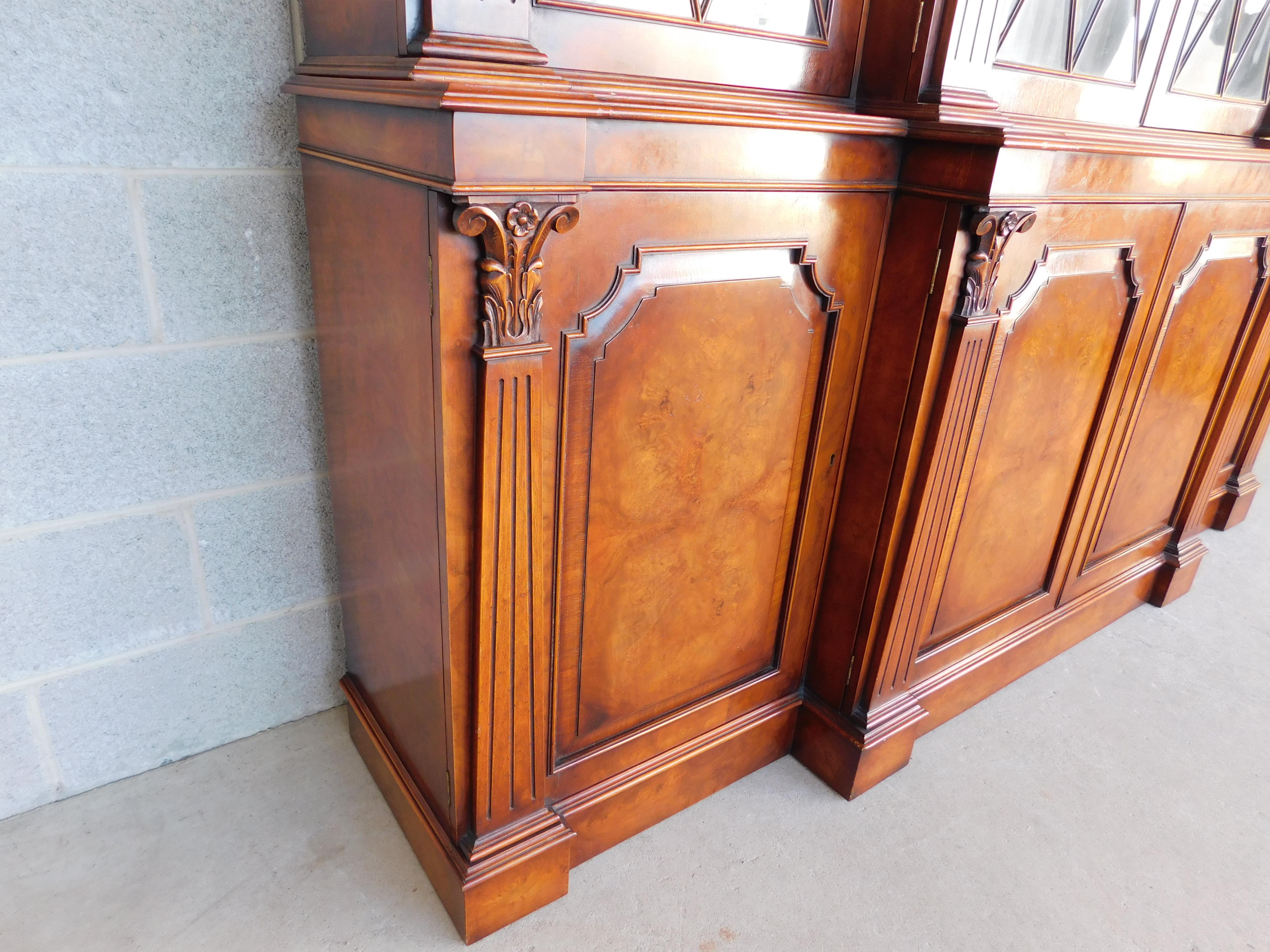 20th Century George III Style Mahogany Library Breakfront Bookcase In Good Condition For Sale In Parkesburg, PA