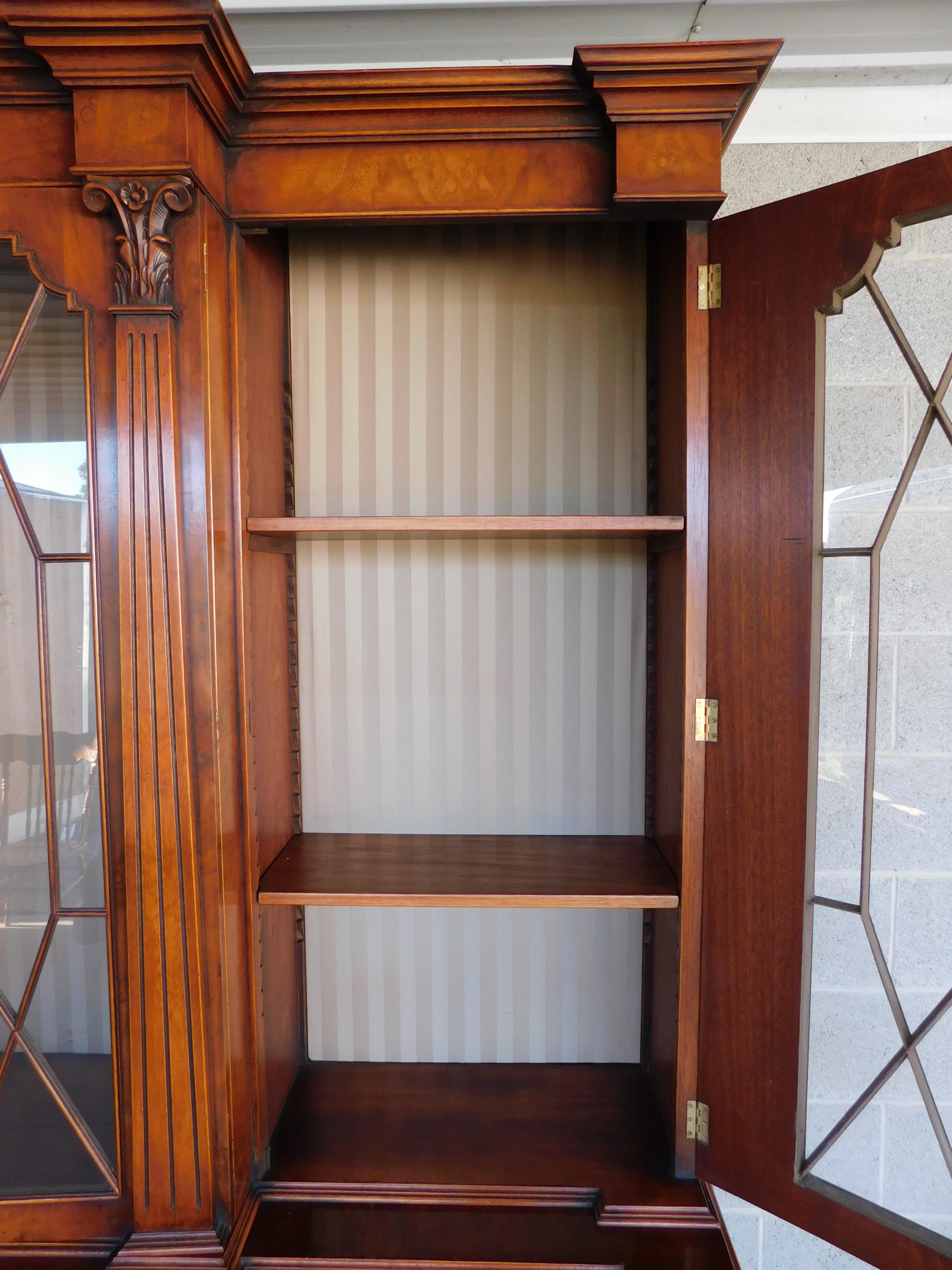 20th Century George III Style Mahogany Library Breakfront Bookcase For Sale 5