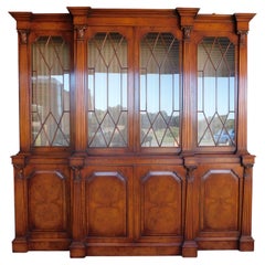 20th Century George III Style Mahogany Library Breakfront Bookcase
