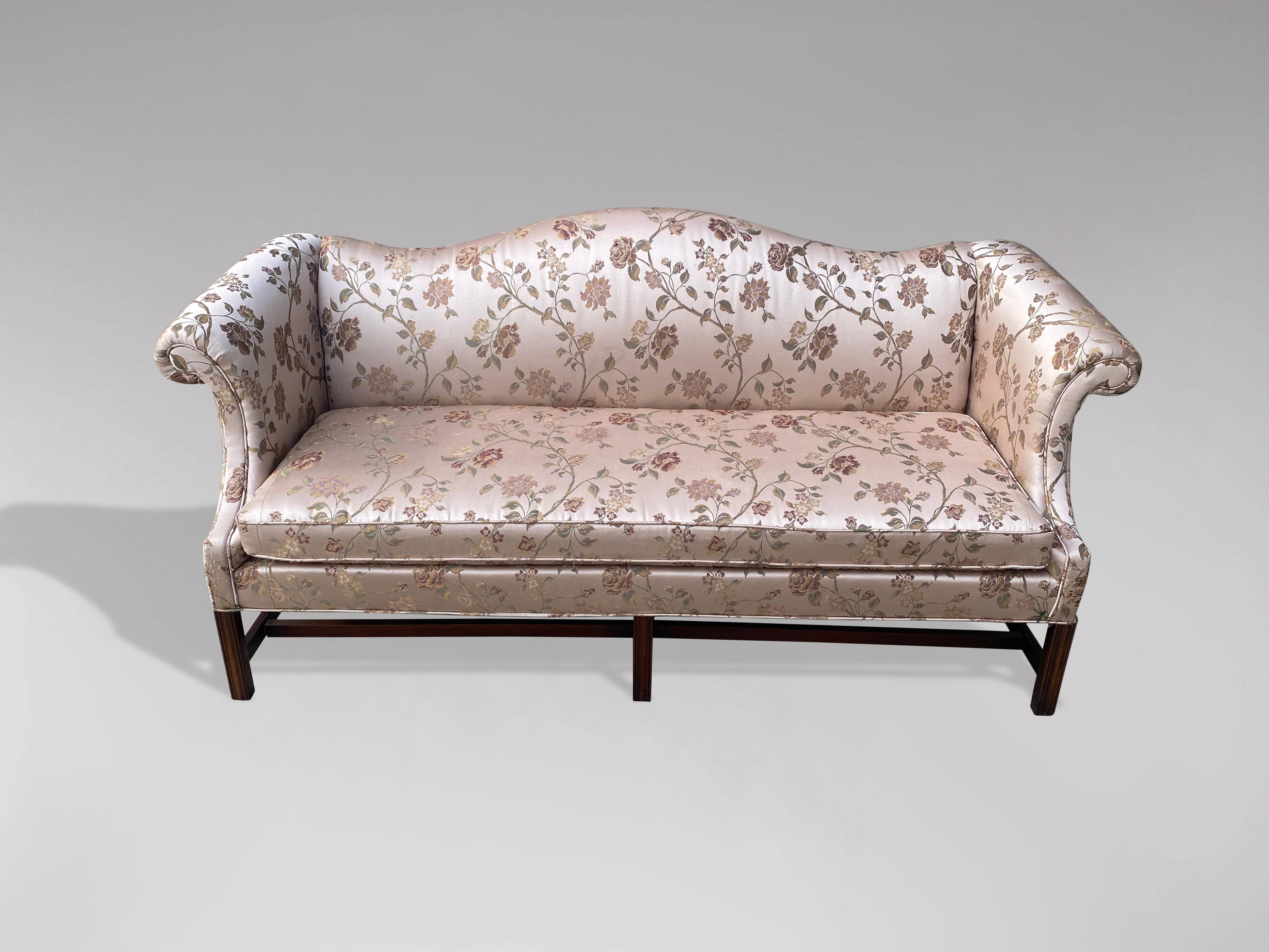 British 20th Century George III Style Upholstered Humpback Sofa For Sale