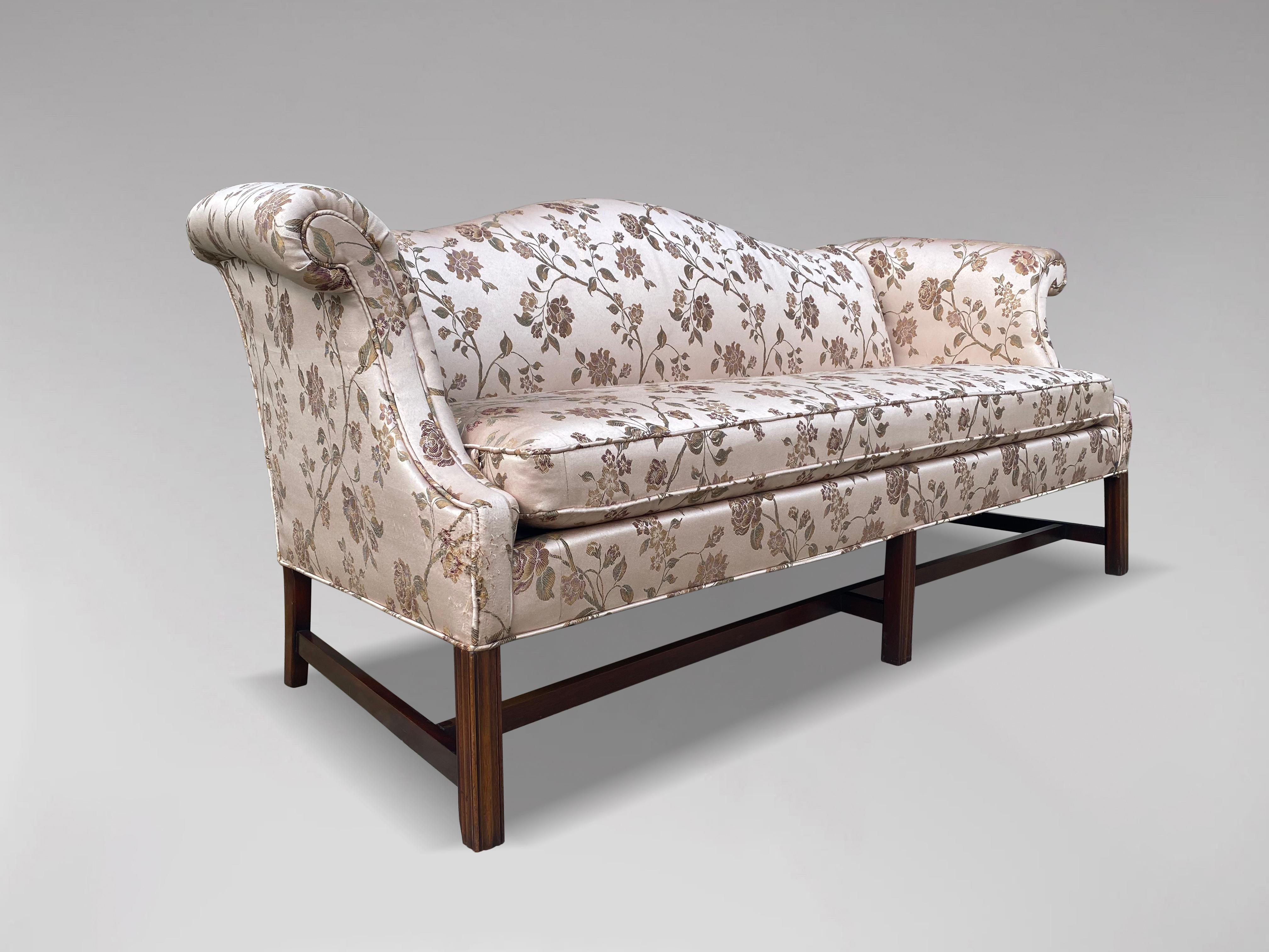 Hand-Crafted 20th Century George III Style Upholstered Humpback Sofa For Sale