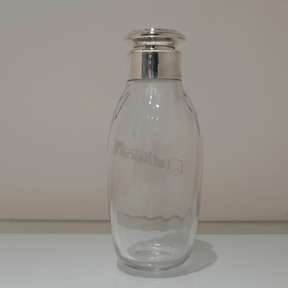 20th Century George V Sterling Silver and Glass Cocktail Shaker Birmingham 1927 For Sale 7