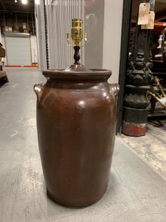 20th Century Georgia Pottery Crock as Lamp