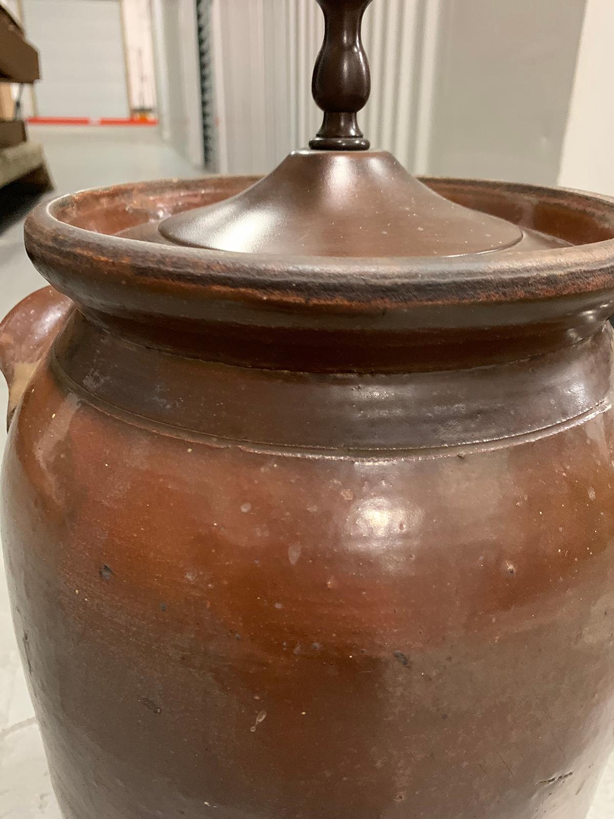 20th Century Georgia Pottery Crock as Lamp For Sale 2