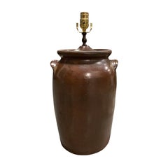 20th Century Georgia Pottery Crock as Lamp