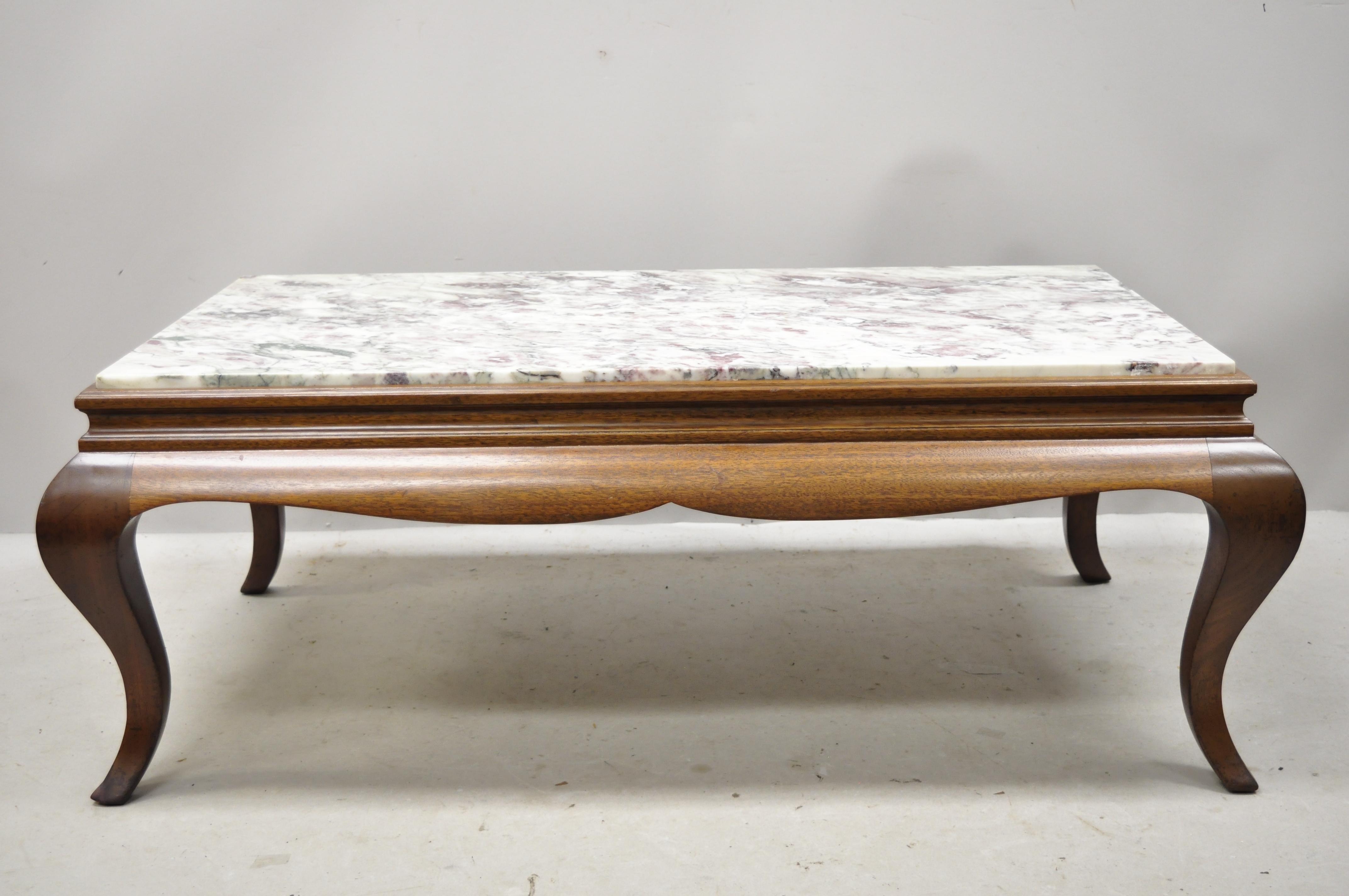 20th Century Georgian Hollywood Regency Mahogany Frame Marble-Top Coffee Table For Sale 8