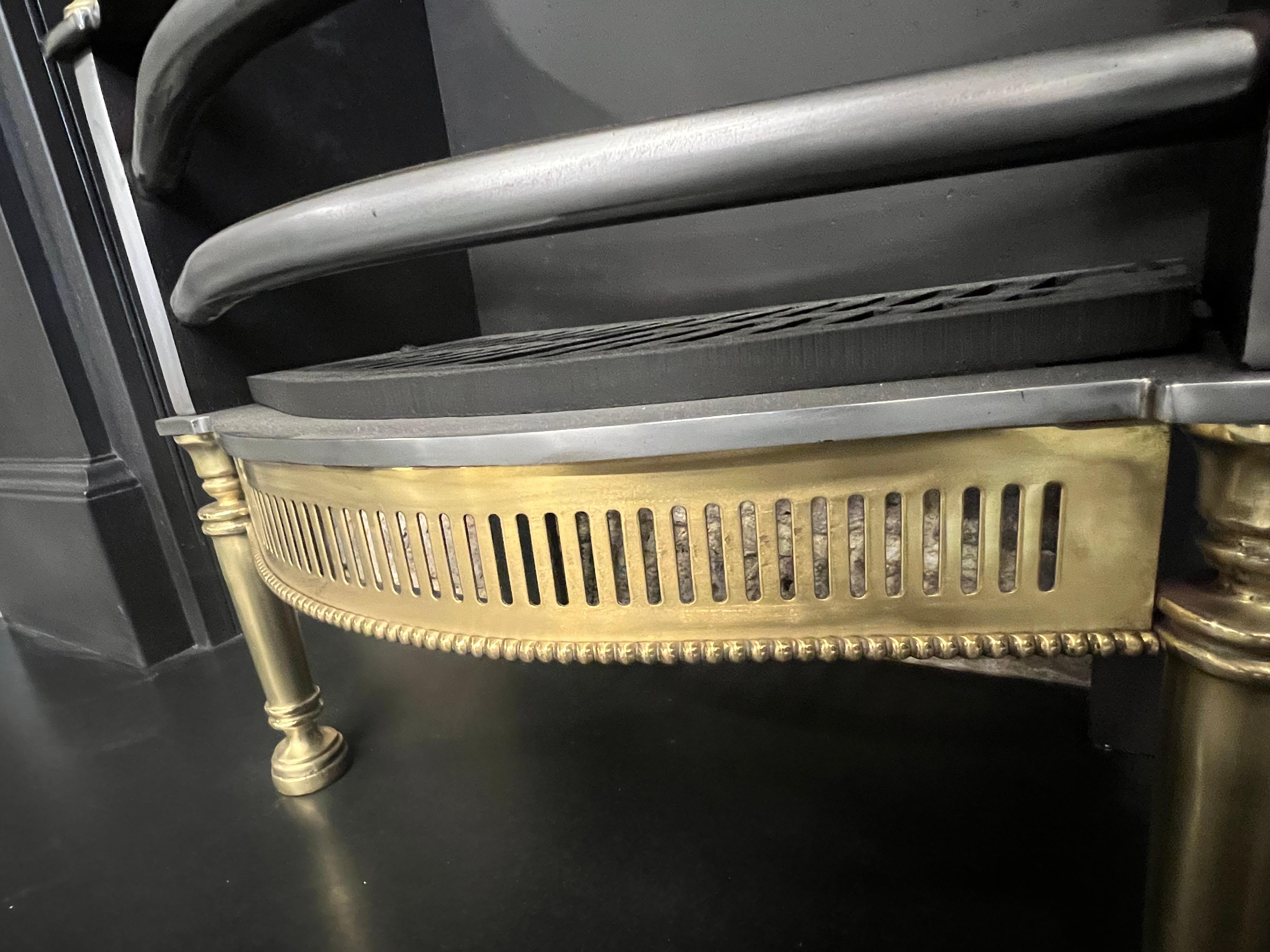 20th Century Georgian Style Iron & Brass Fireplace Basket Grate For Sale 13