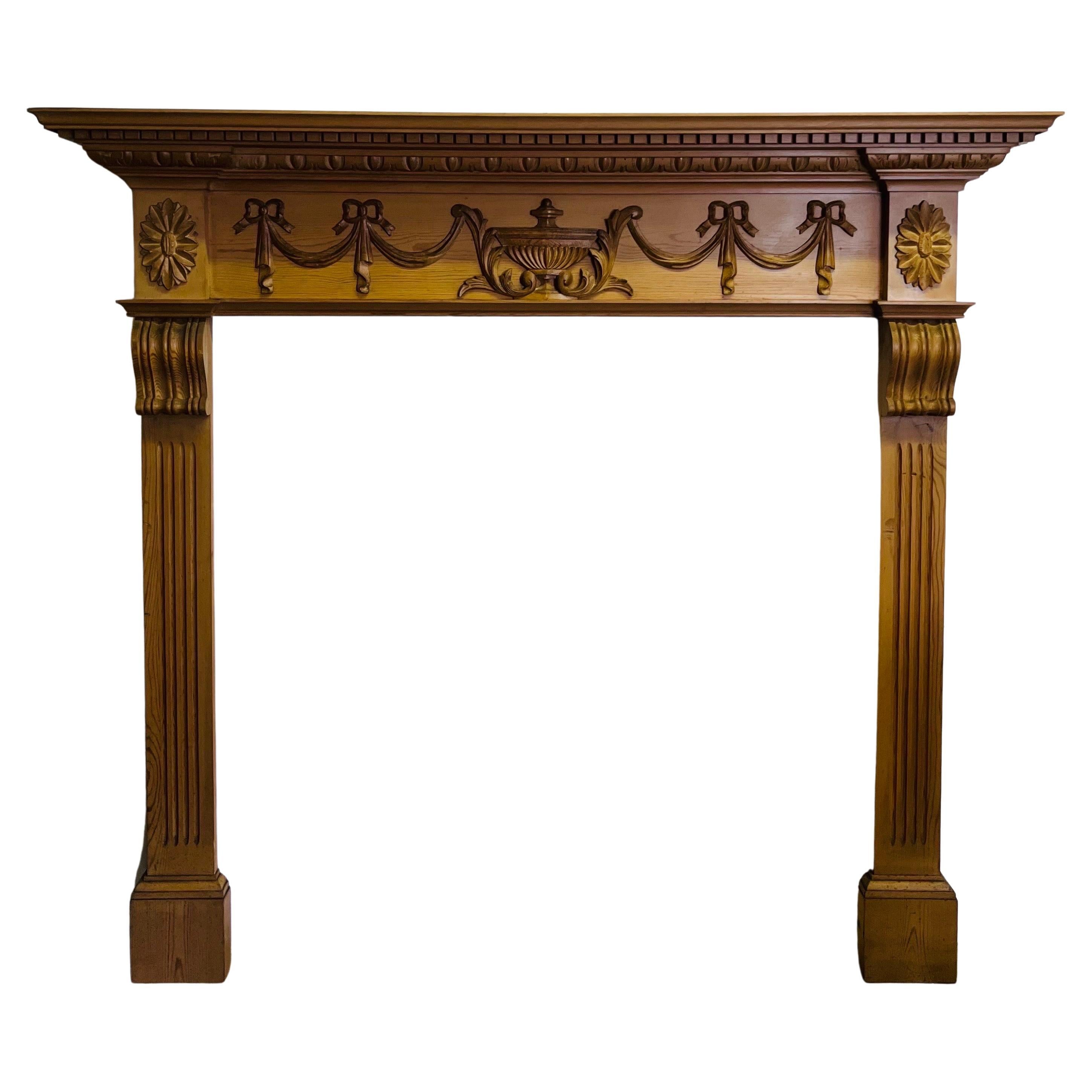 20th Century Georgian Style Timber Fireplace Mantlepiece For Sale