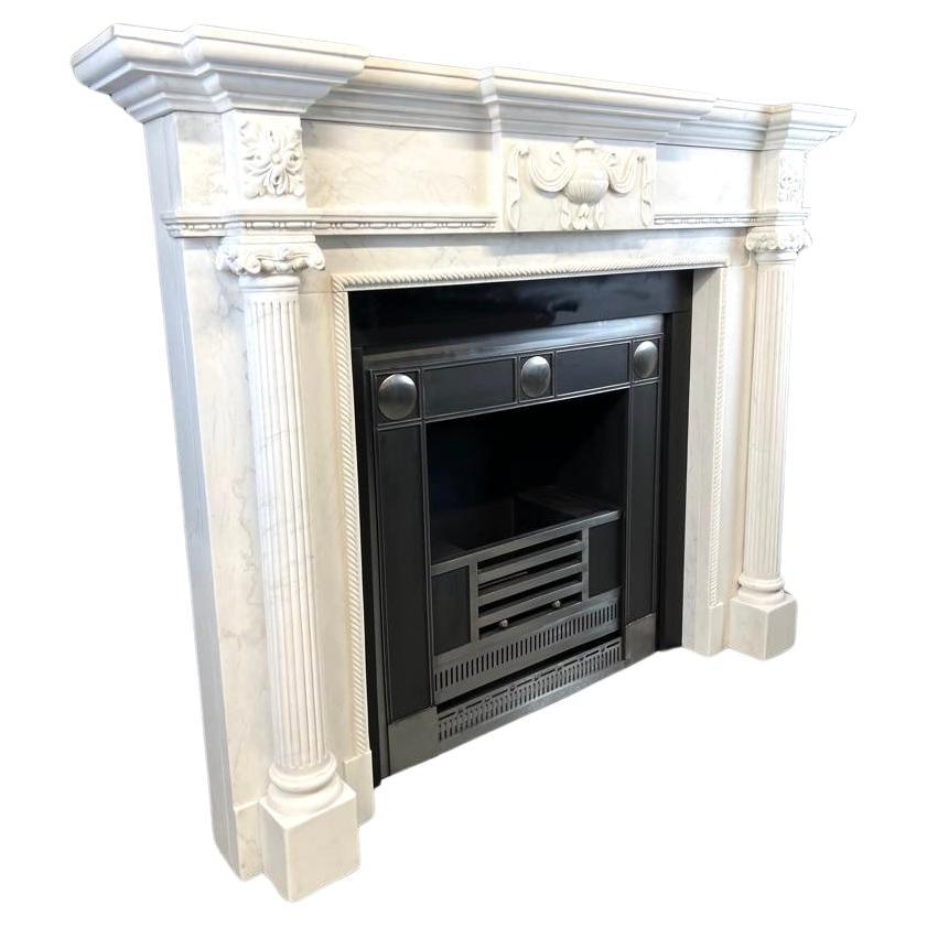 20th Century Georgian Style White Marble Fireplace Suite For Sale 5