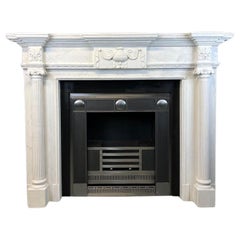 Vintage 20th Century Georgian Style White Marble Fireplace Suite