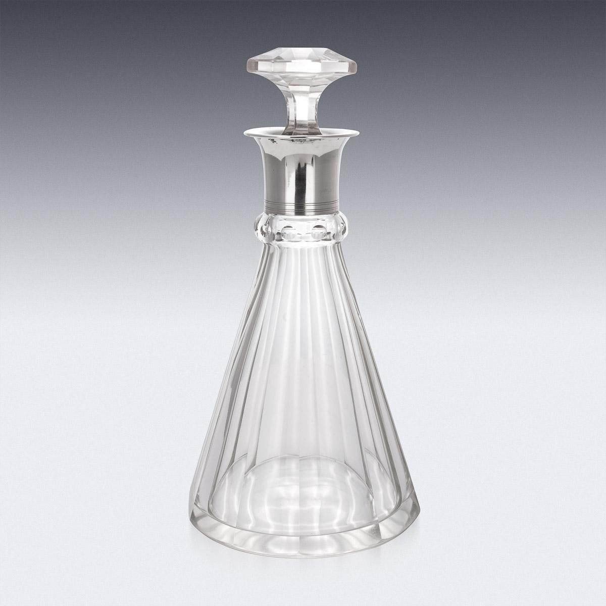 20th Century German Art Deco Solid Silver & Cut Glass Decanter, c.1920 In Good Condition In Royal Tunbridge Wells, Kent