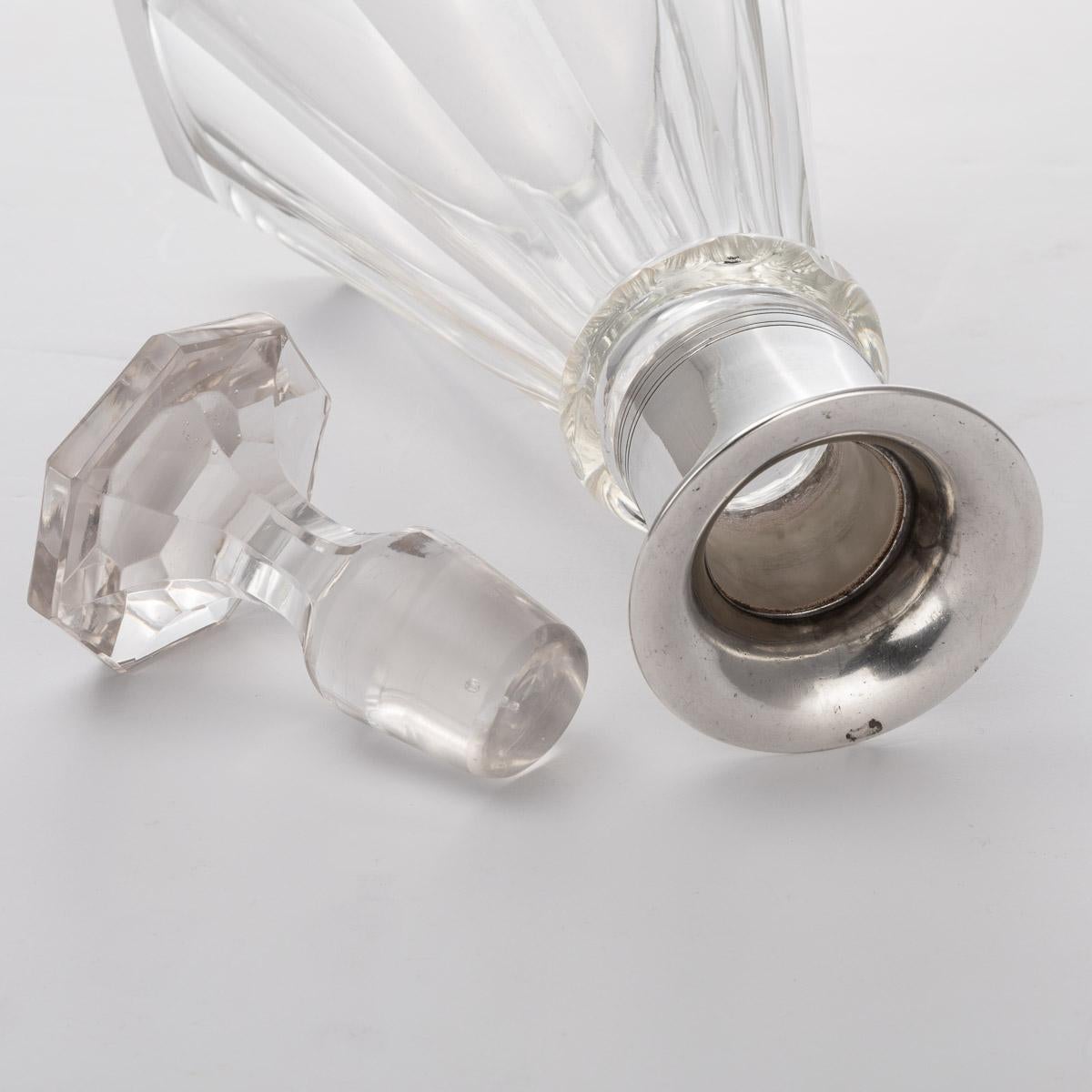 20th Century German Art Deco Solid Silver & Cut Glass Decanter, c.1920 4