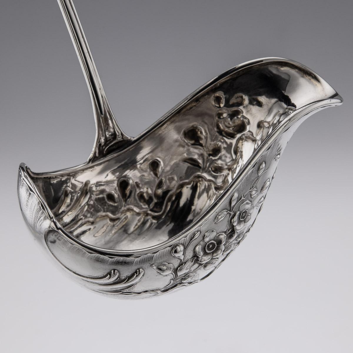 20th Century German Art Nouveau Solid Silver Punch Bowl & Ladle, c.1900 14