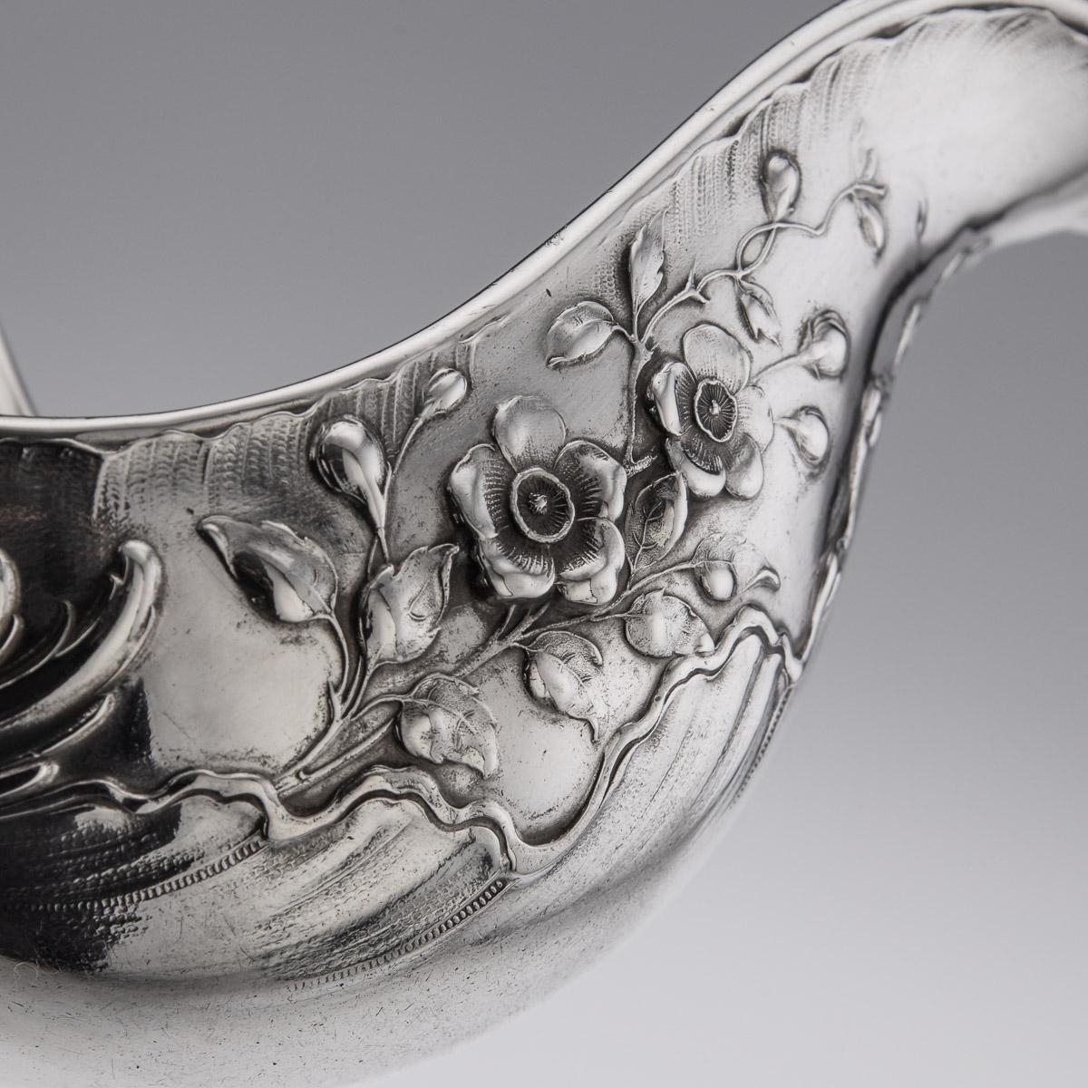 20th Century German Art Nouveau Solid Silver Punch Bowl & Ladle, c.1900 15