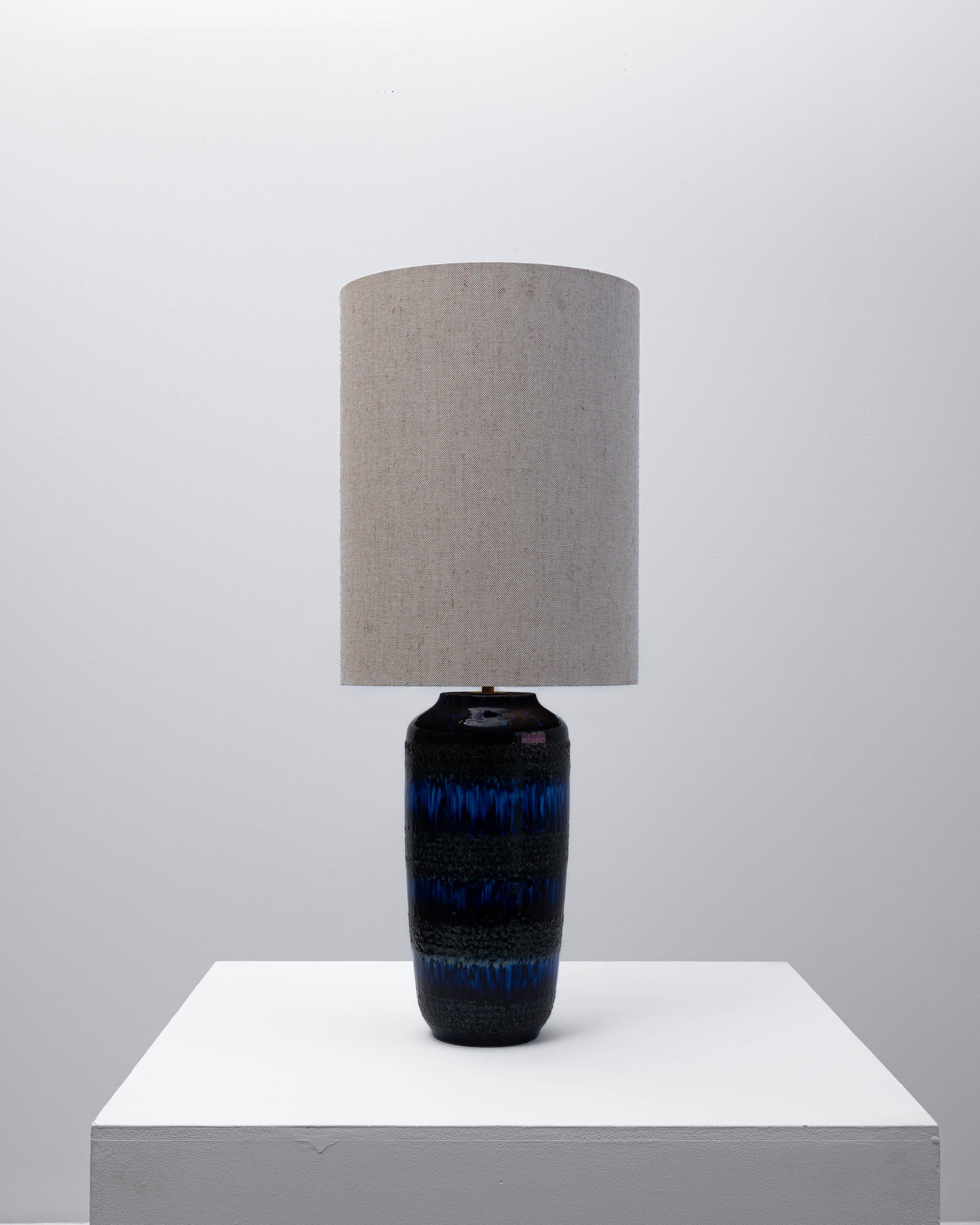 20th Century German Blue And Black Lava Ceramic Table Lamp For Sale 5