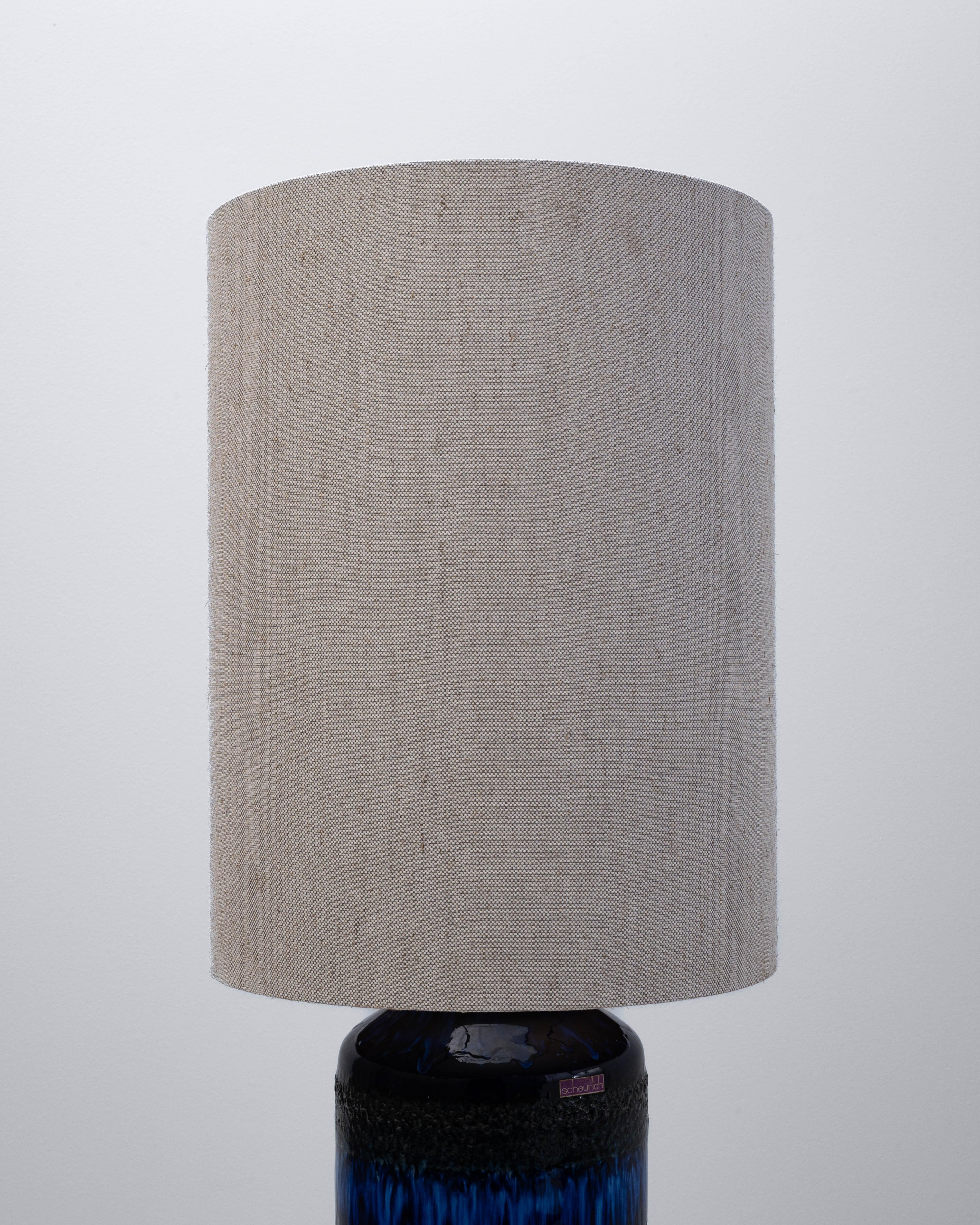 20th Century German Blue And Black Lava Ceramic Table Lamp For Sale 6