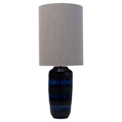 20th Century German Blue And Black Lava Ceramic Table Lamp