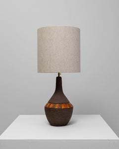 20th Century German Brown And Orange Ceramic Table Lamp