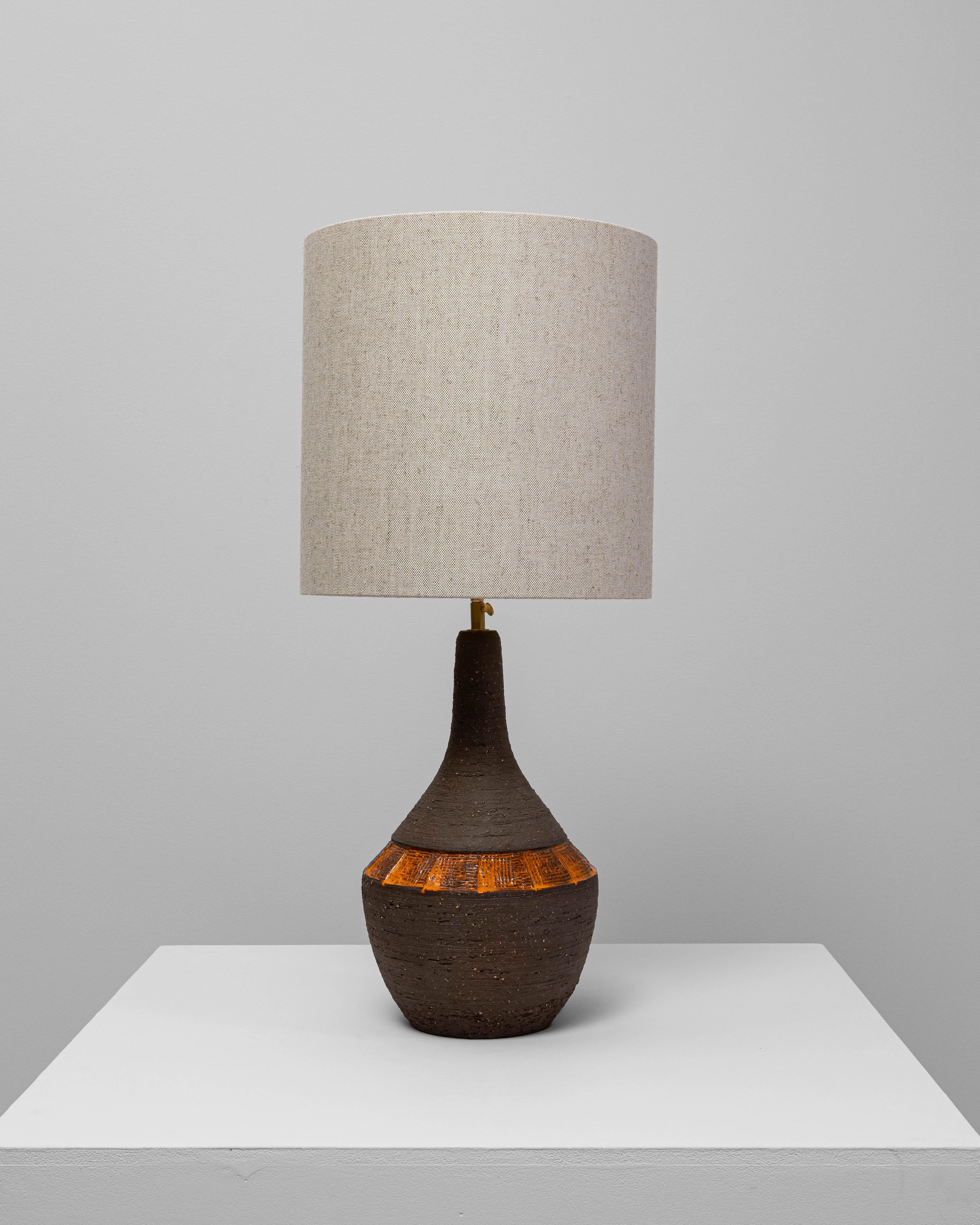 20ième siècle Lampe de table allemande du 20e siècle en céramique marron et orange en vente