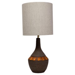20th Century German Brown And Orange Ceramic Table Lamp