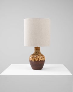 Mid-Century German Brown Lava Ceramic Table Lamp, Handcrafted Design