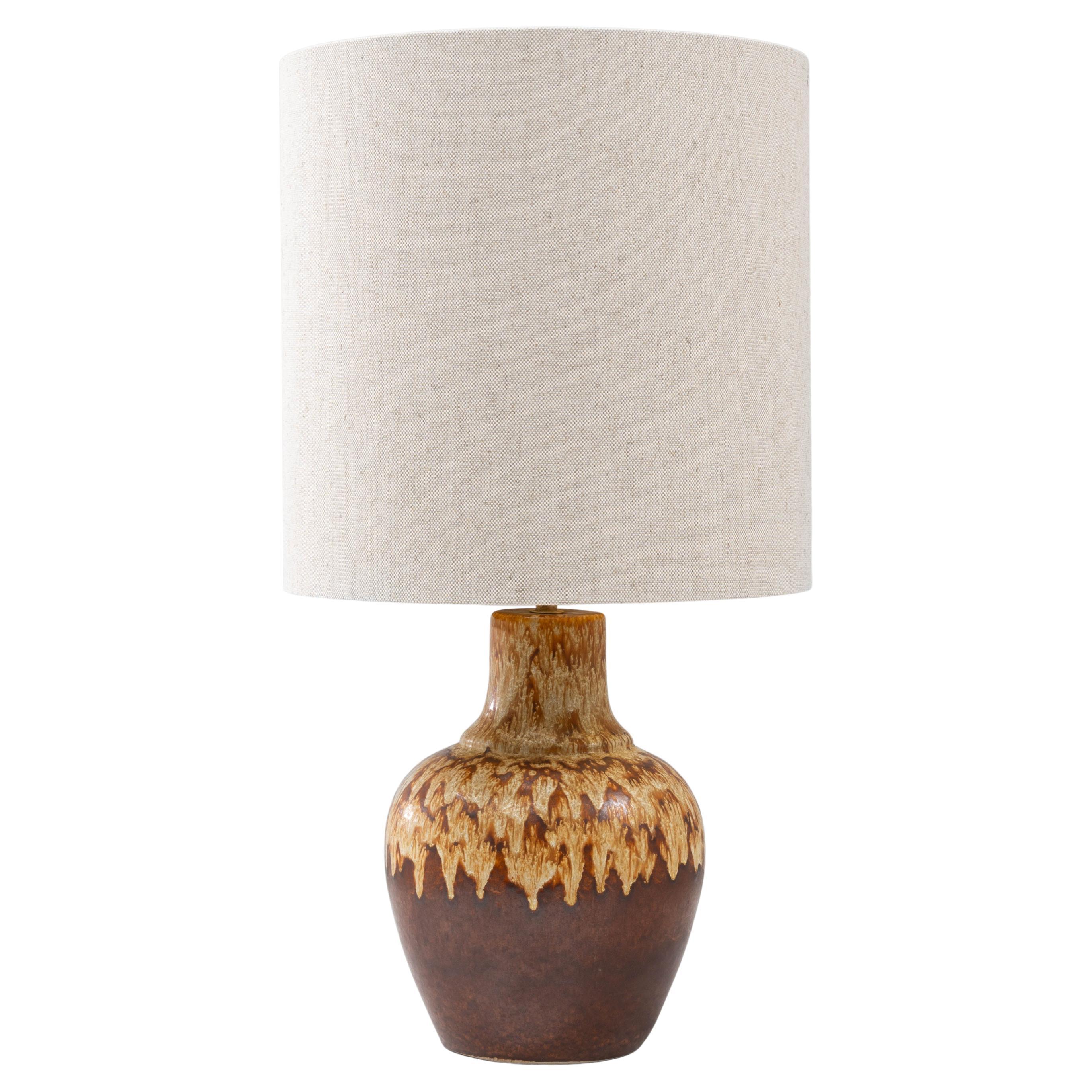 20th Century German Brown Lava Ceramic Table Lamp