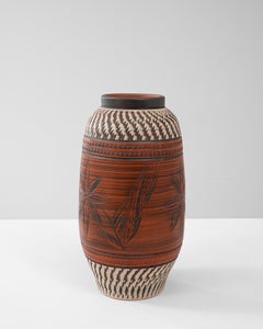 20th Century German Ceramic Jug with Floral Carvings