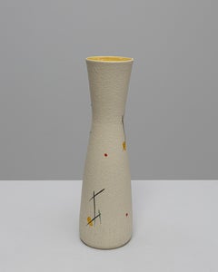 Mid-Century Modern German Ceramic Vase with Matte Cream Glaze