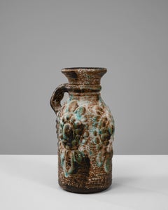 Mid-20th Century German Ceramic Vase, Textured Glaze, Fat Lava Style