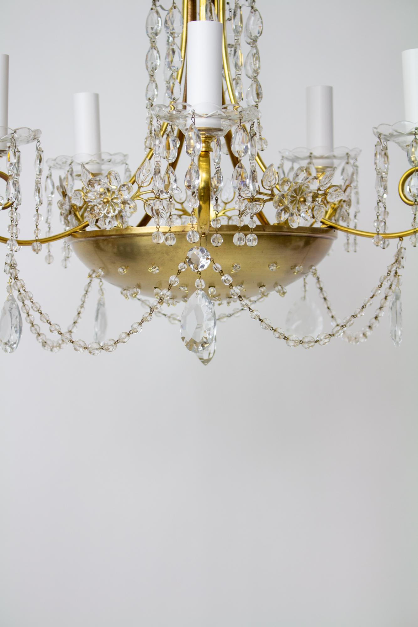 Hollywood Regency 20th Century German Crystal Maison Bagues Style Chandelier For Sale