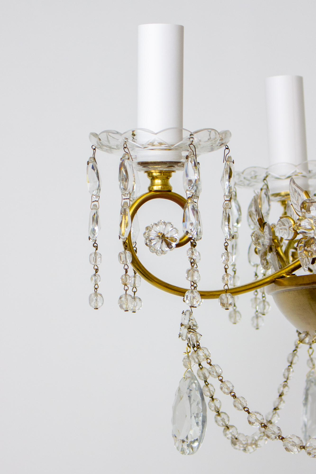 Brass 20th Century German Crystal Maison Bagues Style Chandelier For Sale