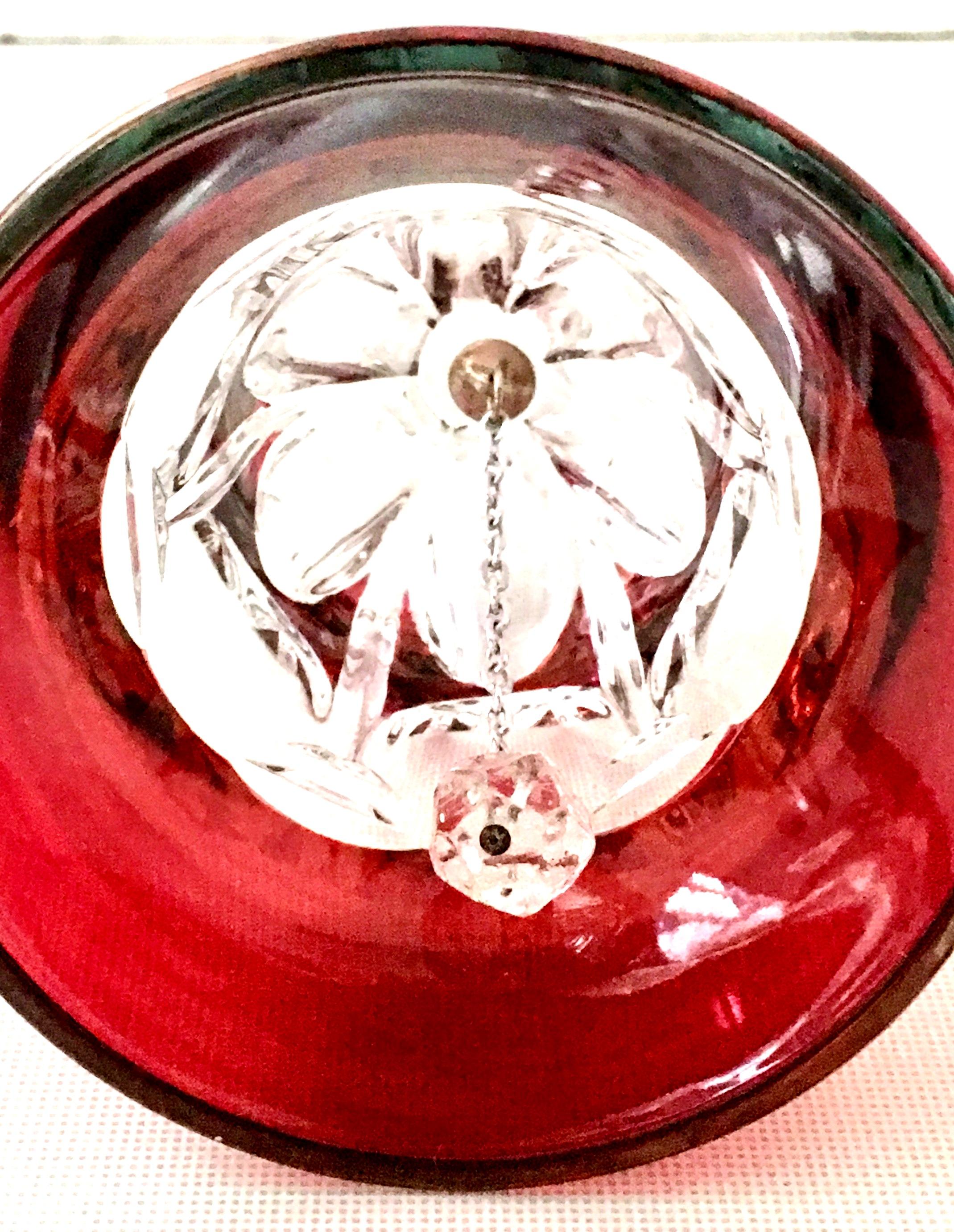 20th Century German Crystal Ruby Cut to Clear Dinner Bell For Sale 1