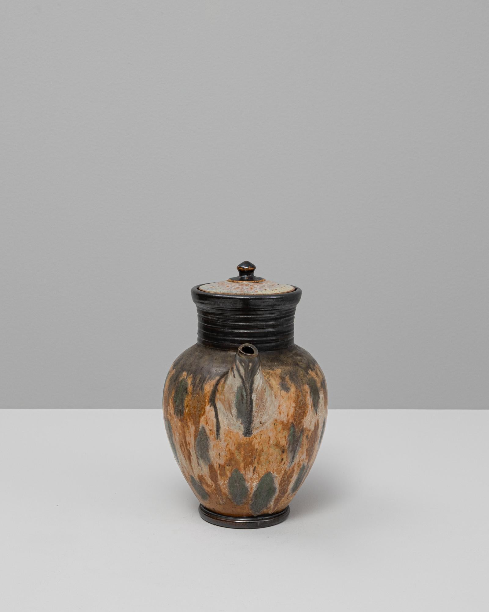 Allemand Pichet en céramique à glaçure goutte à goutte avec couvercle, Allemagne, 20e siècle en vente