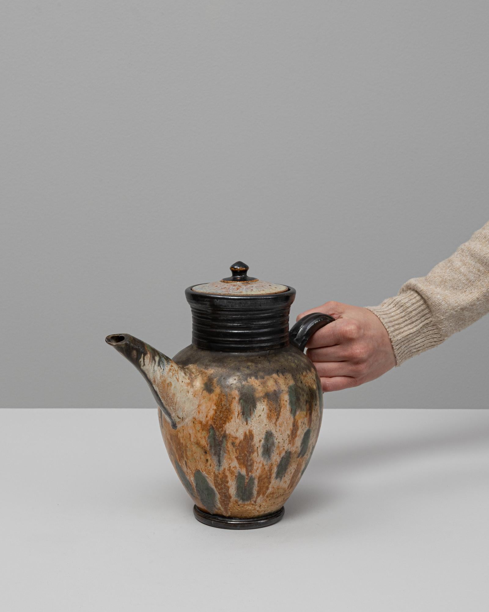 Pichet en céramique à glaçure goutte à goutte avec couvercle, Allemagne, 20e siècle en vente 1