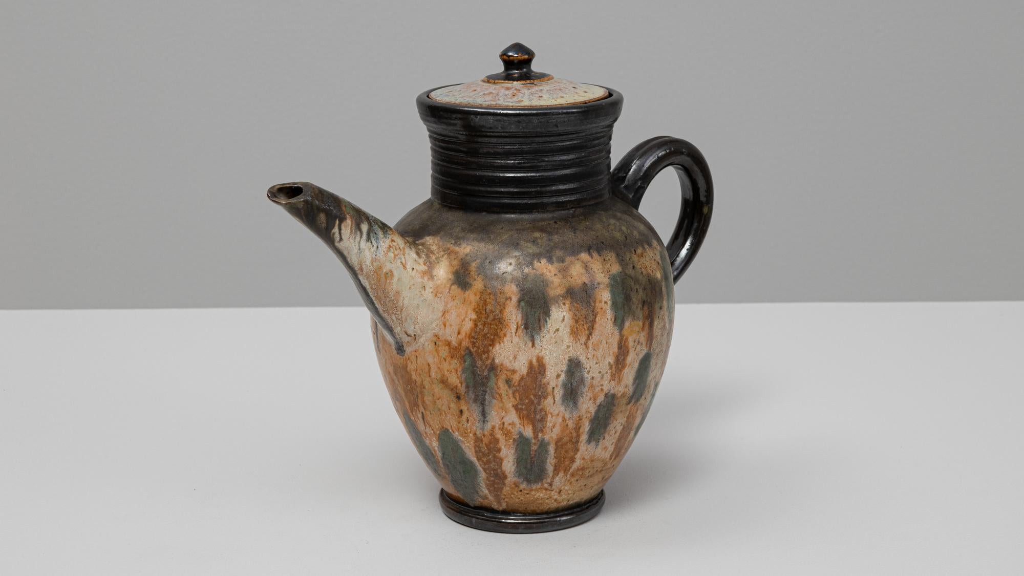 Pichet en céramique à glaçure goutte à goutte avec couvercle, Allemagne, 20e siècle en vente 3