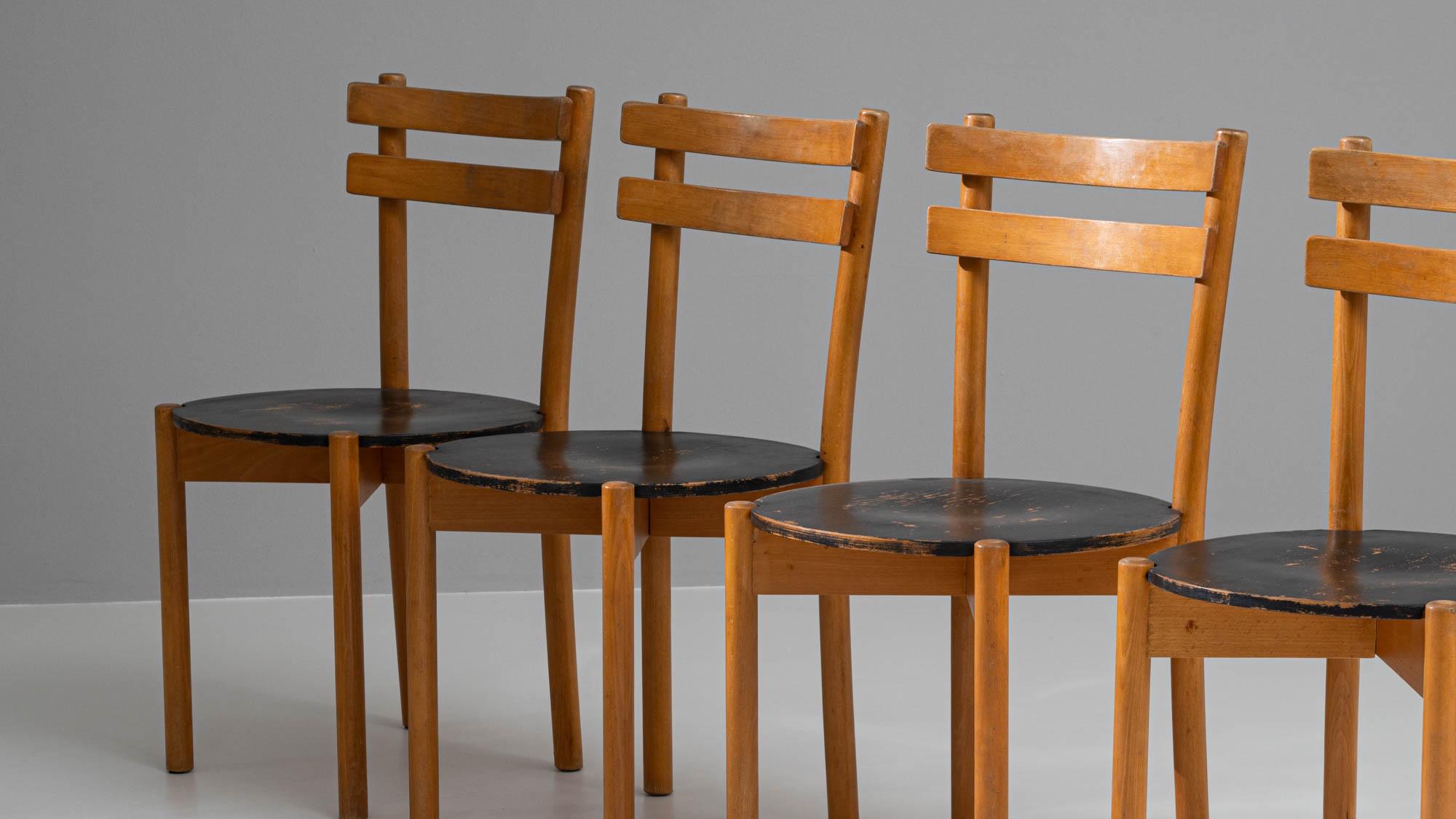 20th Century German EKA Wohnmöbel Wooden Dining Chairs, Set of 4 For Sale 7