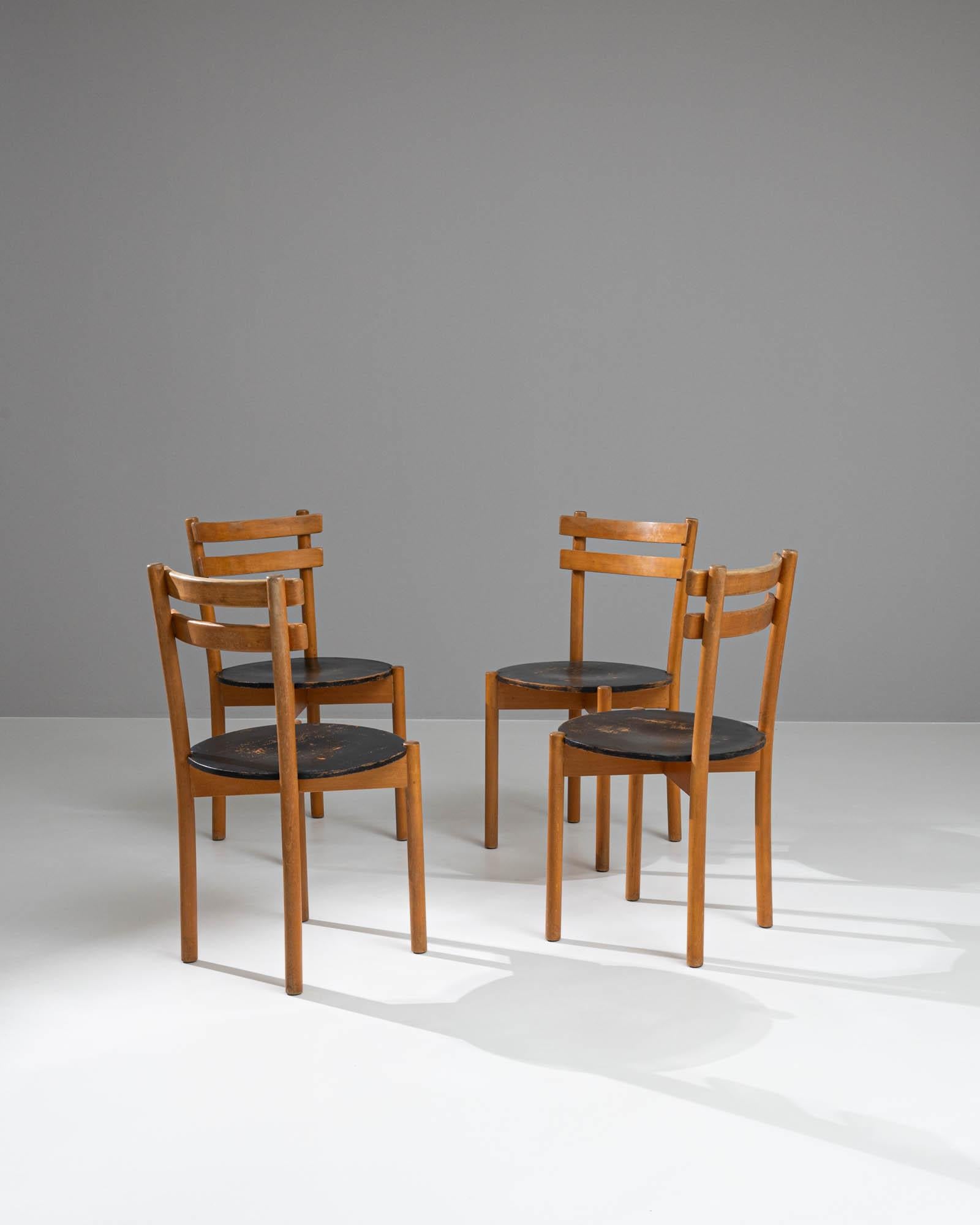 20th Century German EKA Wohnmöbel Wooden Dining Chairs, Set of 4 16
