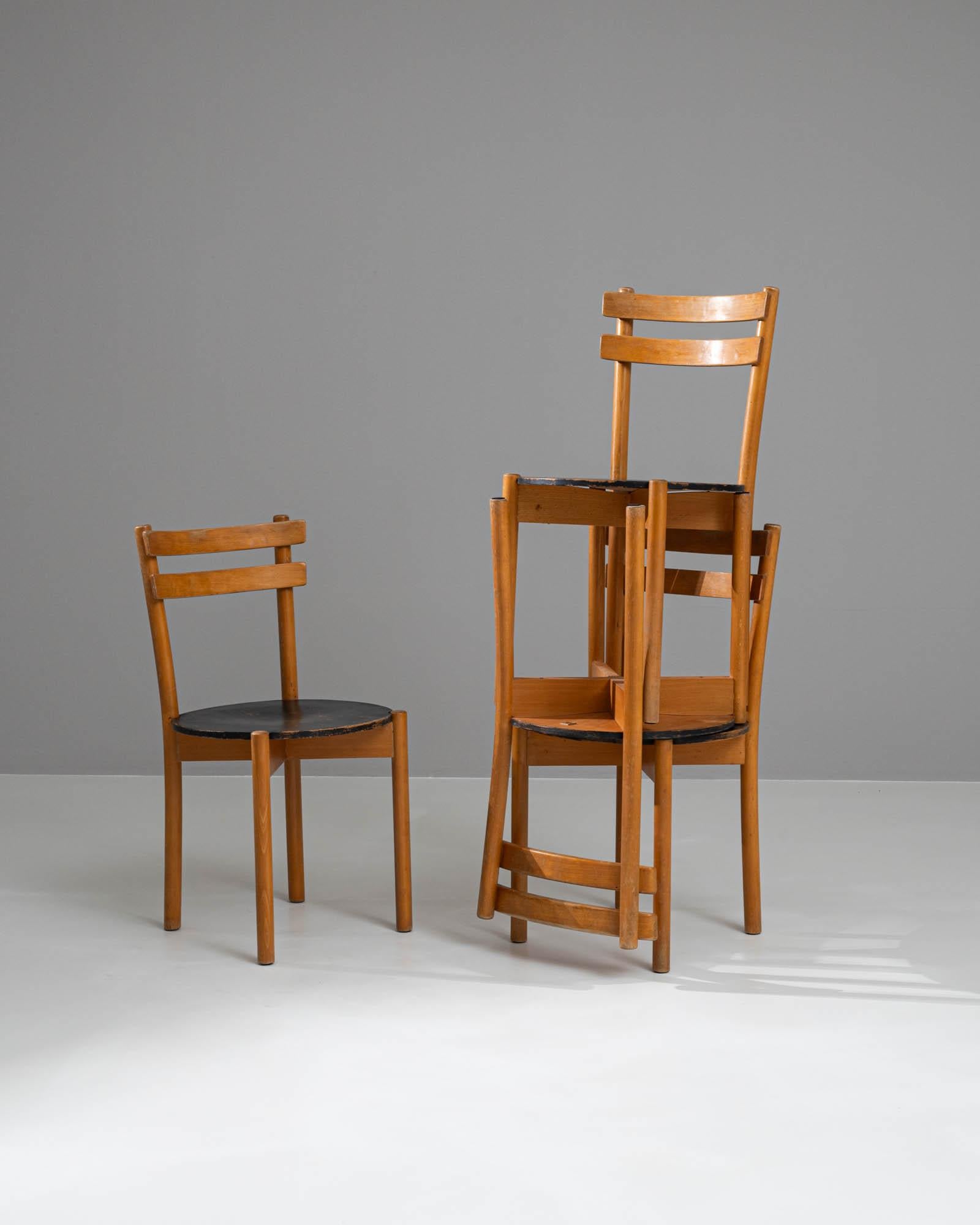 20th Century German EKA Wohnmöbel Wooden Dining Chairs, Set of 4 For Sale 1