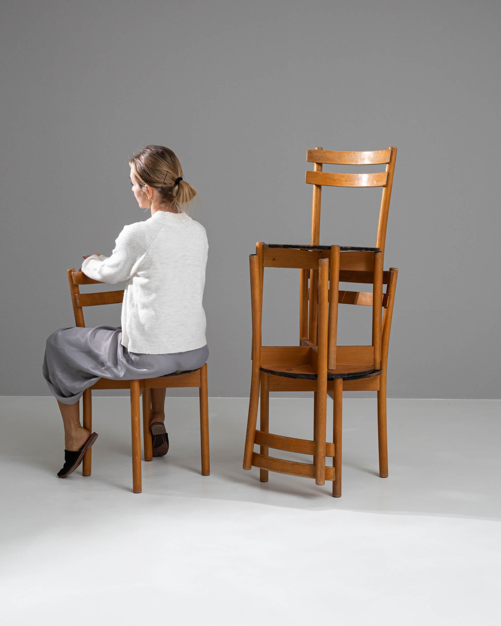 20th Century German EKA Wohnmöbel Wooden Dining Chairs, Set of 4 2