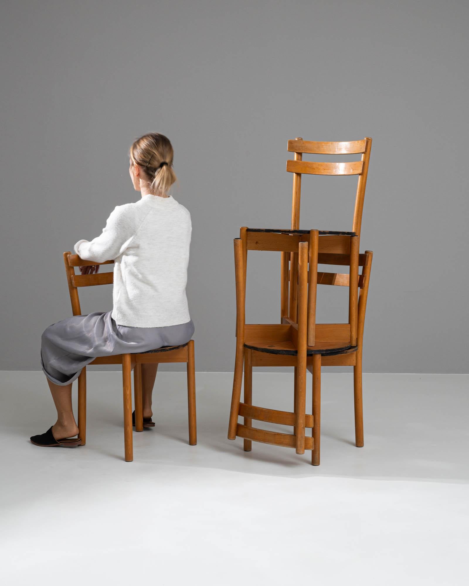 20th Century German EKA Wohnmöbel Wooden Dining Chairs, Set of 4 3