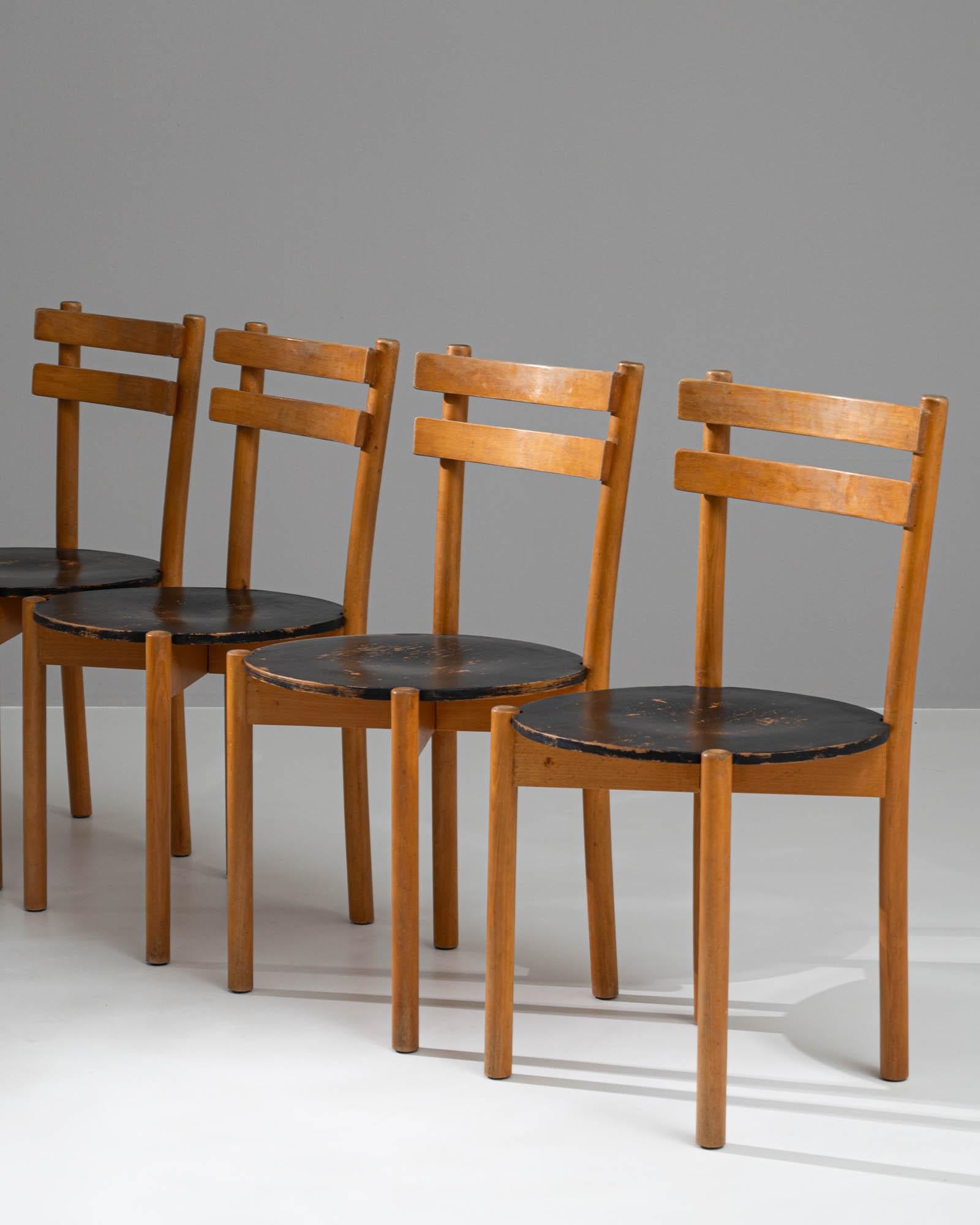 20th Century German EKA Wohnmöbel Wooden Dining Chairs, Set of 4 For Sale 4